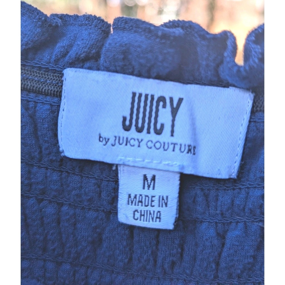 M Juicy Couture Heritage Smocked Velour Jumpsuit Regal Blue Pockets Coquette - Picture 6 of 8